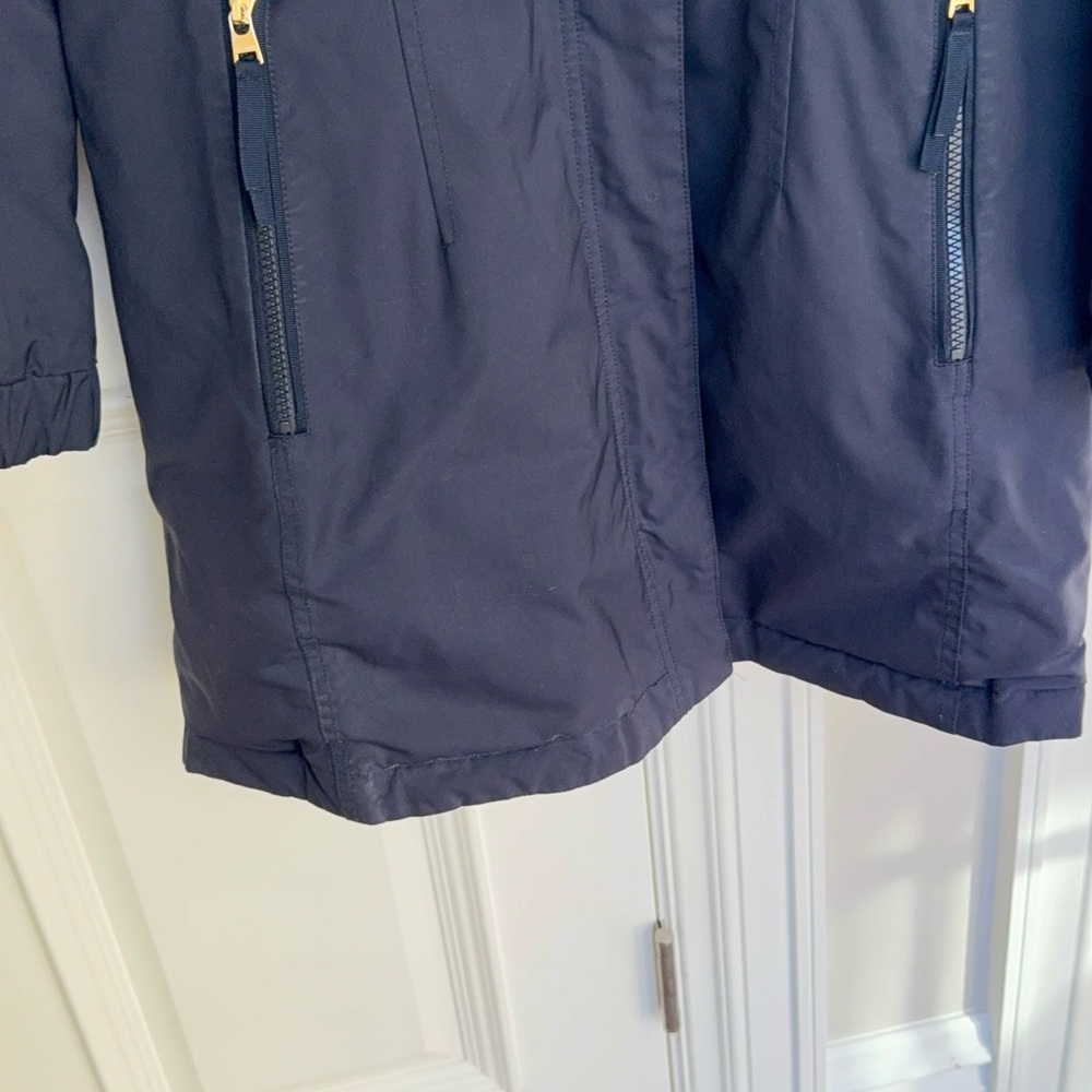 Bogner Navy Blue Hooded Parka EU 36 US 6 Gold Hardware Knee-Length - Picture 10 of 10